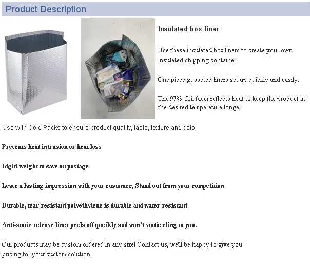 Aluminum Foil Bubble Insulated Food Bag Thermal Insulating 3D / 2D Box Liners Bubble Pouch Frozen Food Packing Bag Cold Chain Shipping Mailer Cooler Bags