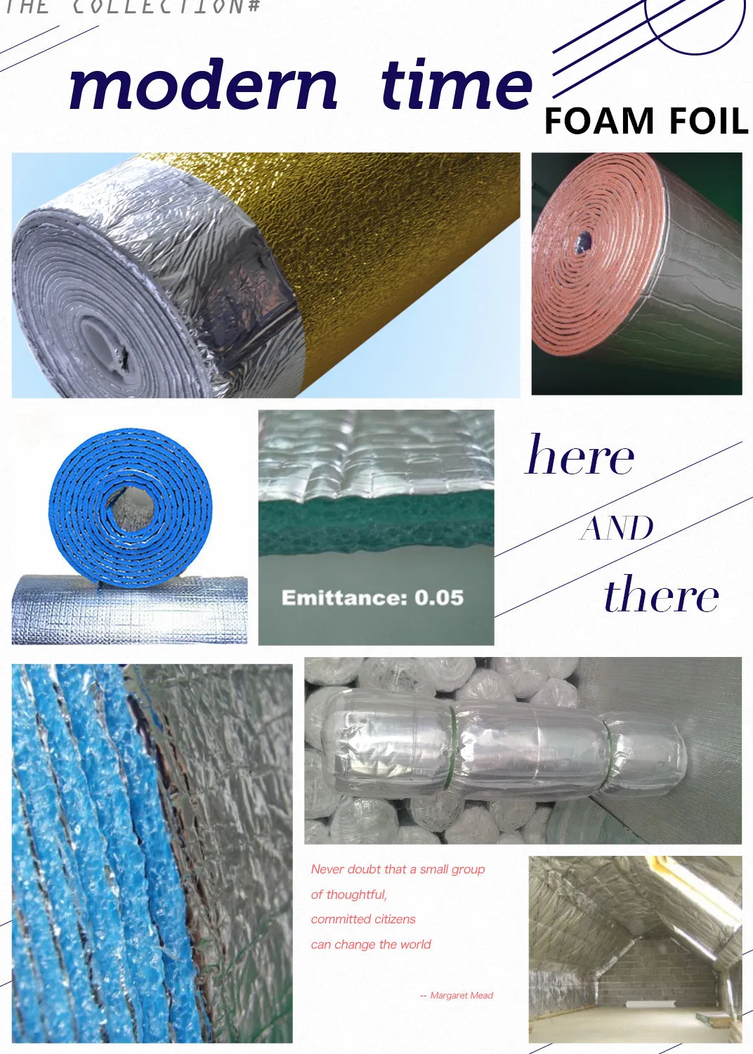 Anti-Glare Coating Foil Backed XPE Foam Heat Insulation Reinforced Weave Scrim Thermal Break Insulation Material