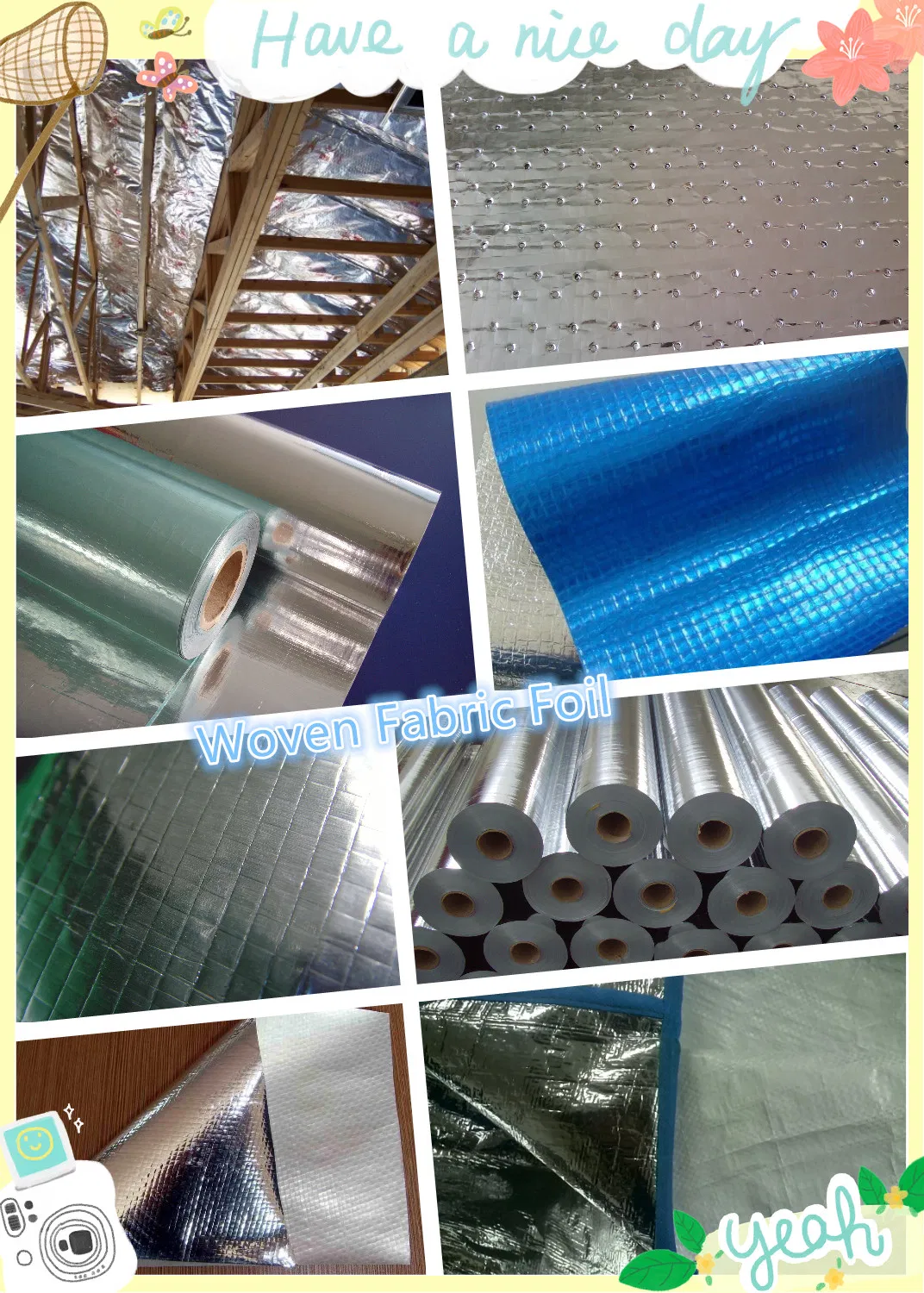 Radiant Barrier Aluminum Laminated with PE Woven Fabric Thermal Insulation Roll Material