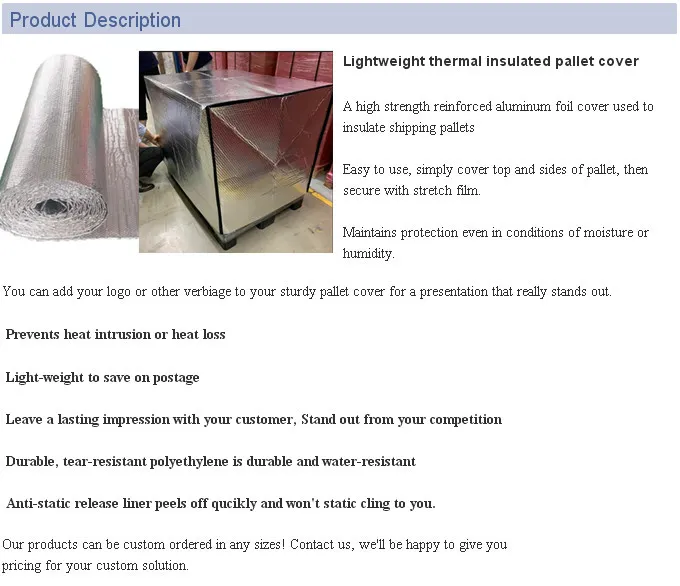 Cargo Thermal Insulated Bag Bubble EPE Foam Protective Waterproof Heat Insulation Pallet Covers